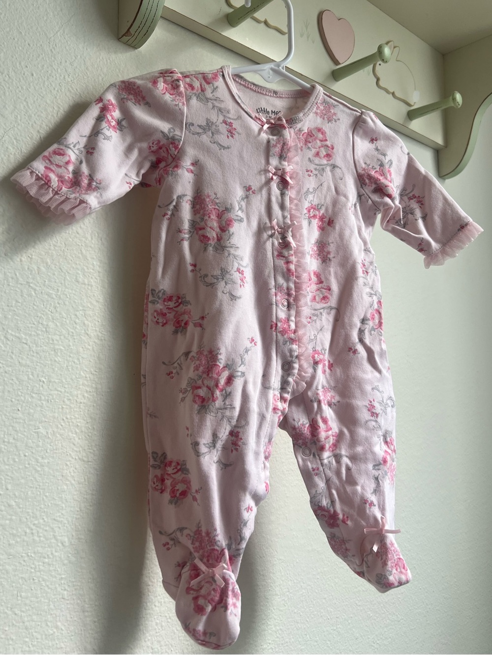 Little Me Pink Floral Footed One-Piece Pajamas